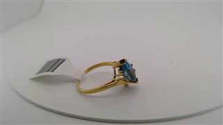 Blue Topaz Lady's Stone Ring 10K Yellow Gold 1.82g Size:6
